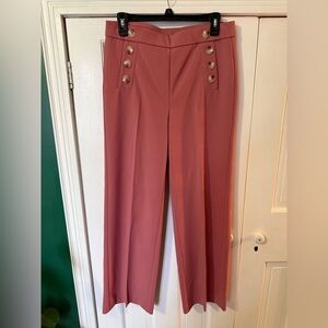 Jules & Leopold Pink Wide Leg Pants with Button Detail